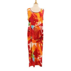 JAMS WORLD‎ Janice Midi Dress XL Floral Sleeveless Empire Waist W334-Desire